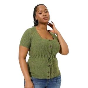 Torrid Vegan Cashmere Pullover Square Neck Sweater in Olive Green size 3X